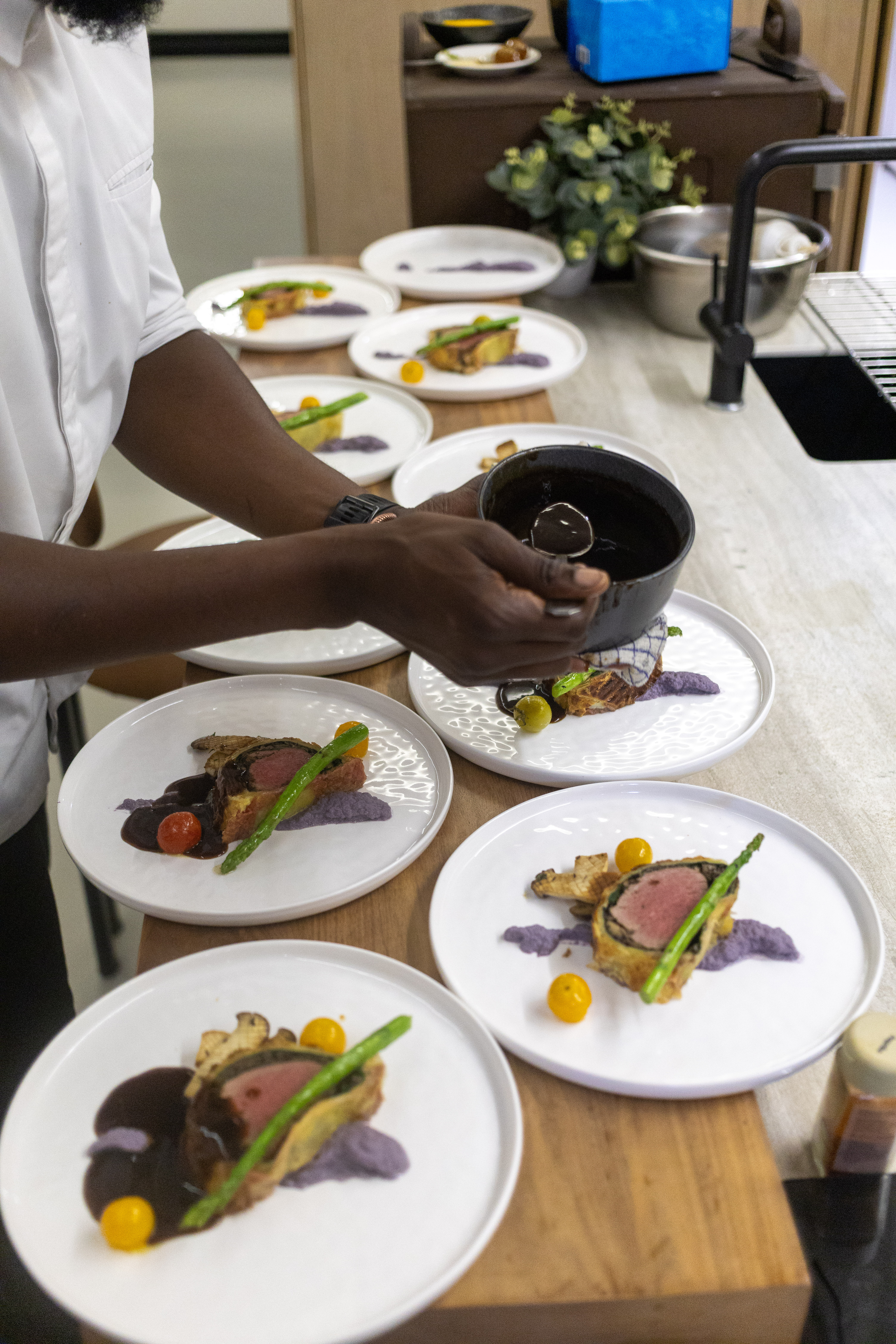 Exquisite fine dining presentation with artistic plating and gourmet ingredients